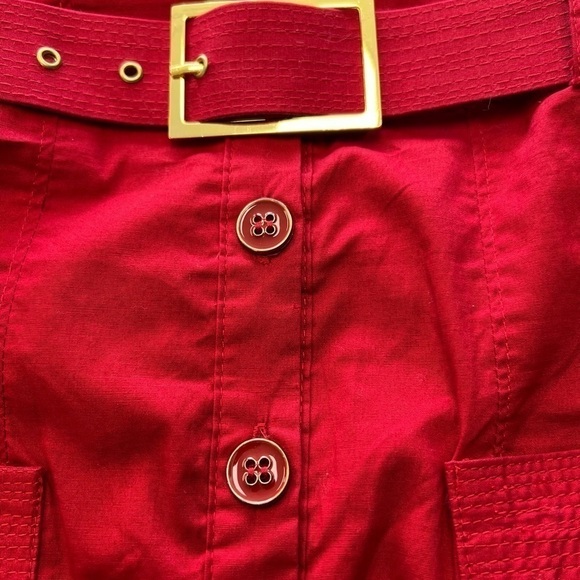 Max Rave Button Front Belted Dress Medium M Vintage y2k Red‎ Retro 90s - Picture 4 of 4